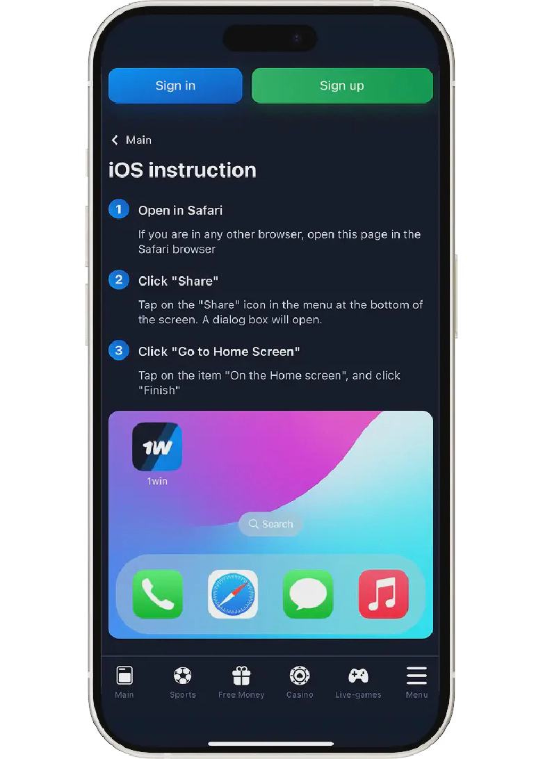 1win app for iOS India