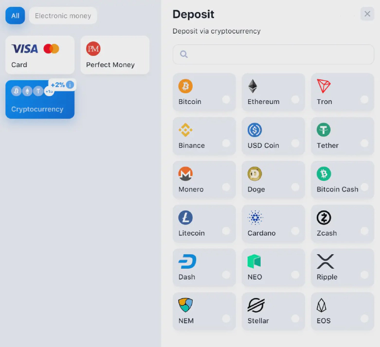 1win deposit cryptocurrencies