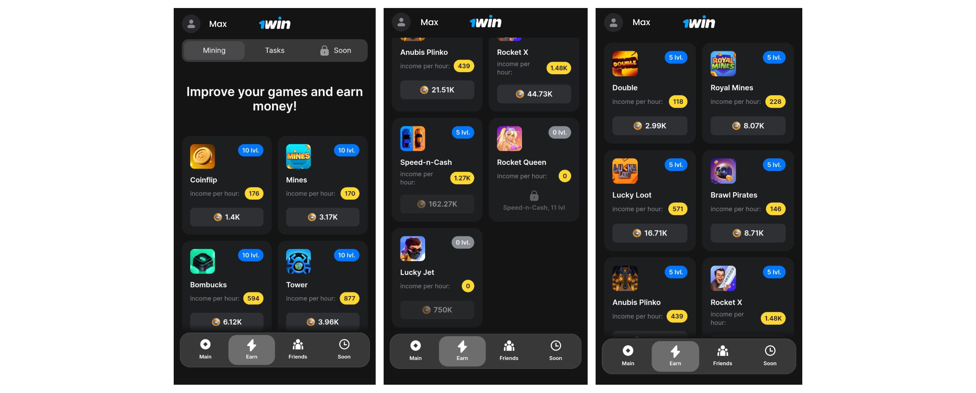 1win game clicker android