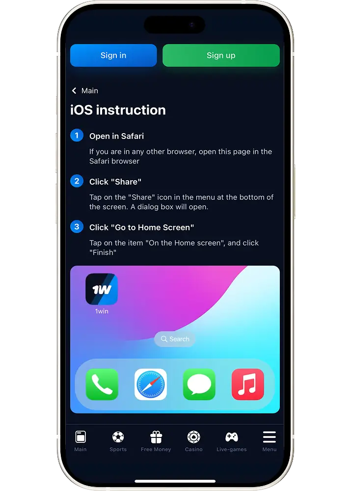 1win app for iOS India