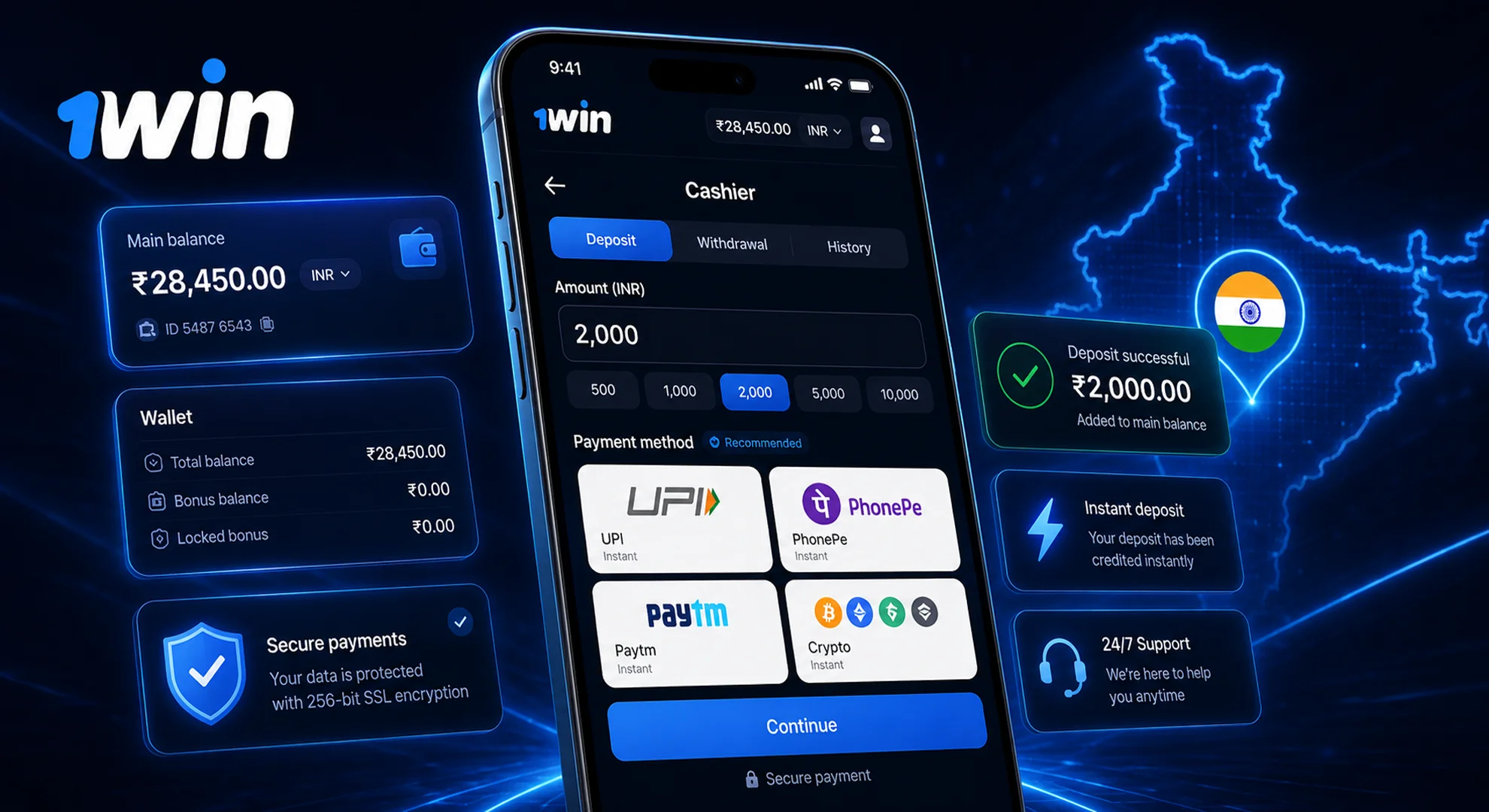 1win app payments India
