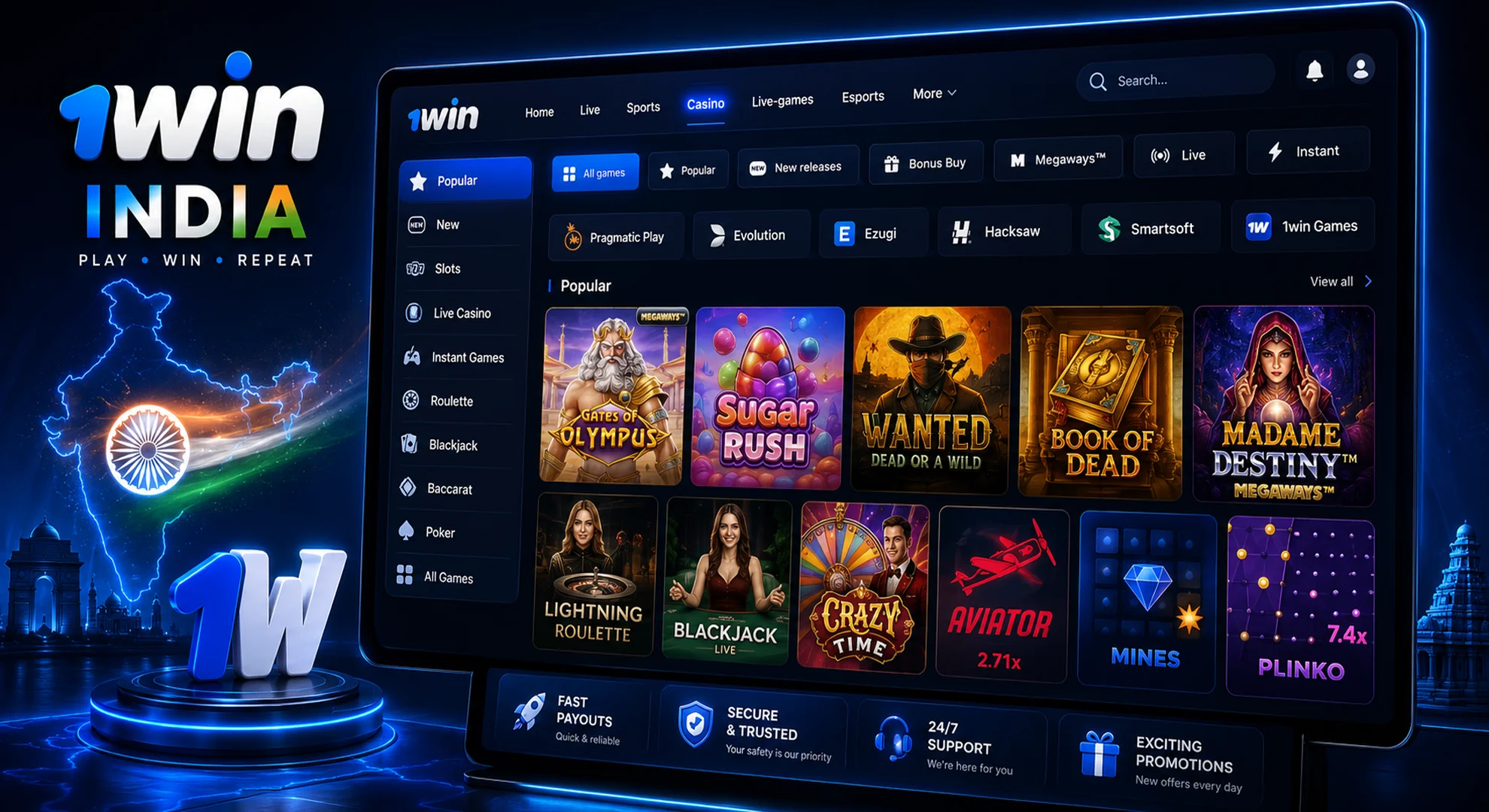 1win casino online India
